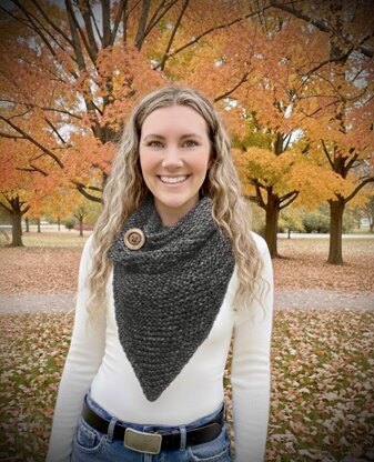 Sisterly Chic Button Chunky Triangle Scarf