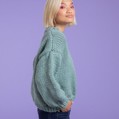 Easy Everyday Sweater - Free Knitting Pattern for Women in Paintbox Yarns Wool Blend Super Chunky