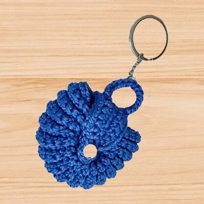 Blue crochet bag keychain