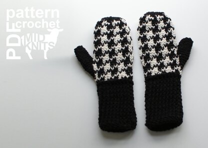 Crochet Houndstooth Mittens (2016007)