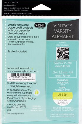 Memory Box Dies - Vintage Varsity Alphabet