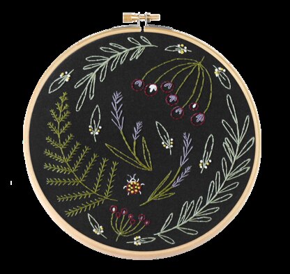 Hawthorn Handmade Black Wildwood Embroidery Kit - 16cm