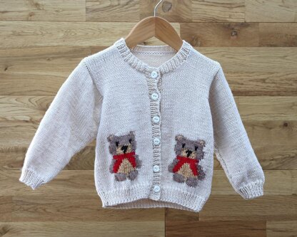 P184 Teddy Motif Cardigan
