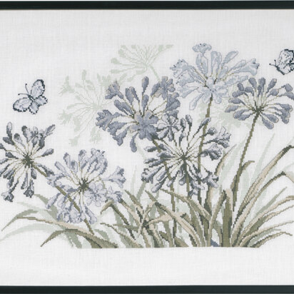 Permin Grey Agapanthus F5632 Cross Stitch Kit - 58x42cm
