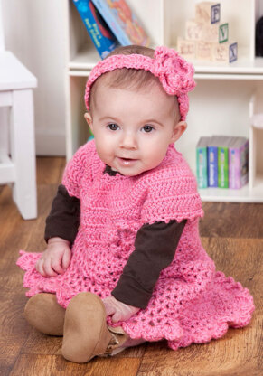 Little Sweetie Dress & Headband in Red Heart Soft Baby Steps - LW2900EN - Downloadable PDF