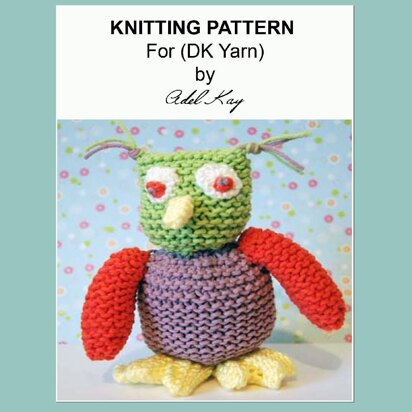Cedric Night Owl Bird Animal Baby DK Yarn Amigurumi Soft Toy Knitting Pattern by Adel Kay