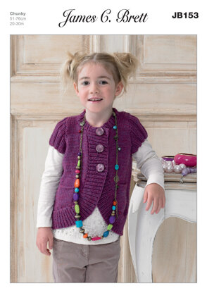 Girl's Cardigan in James C. Brett Chunky with Merino - JB153