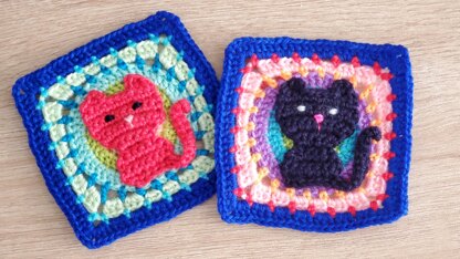 Granny Square with Fantastic Cat