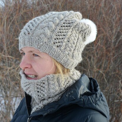 Cables and Lace Hat and Cowl