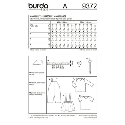 Burda Style Pattern 9372 Coordinates