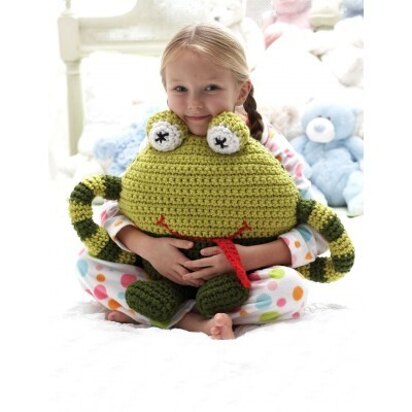 Huggable Frog Pillow in Bernat Softee Chunky Ombres