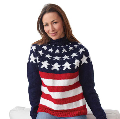 Stars and Stripes Pullover in Caron United - Downloadable PDF