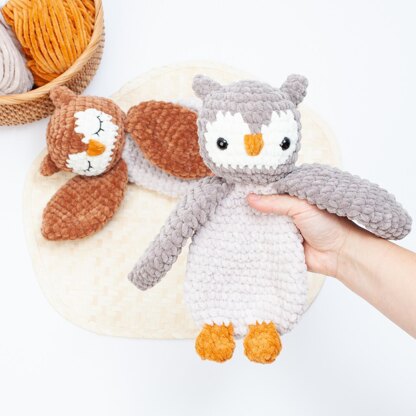 Crochet owl snuggler pattern, Owl lovey