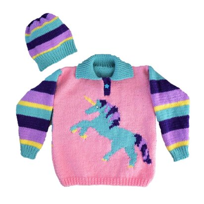 Unicorn Sweater and Hat