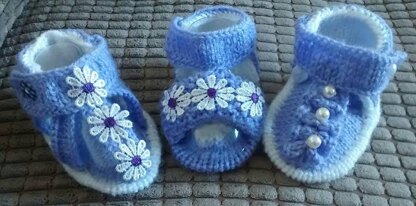 Lilac Sandals set of 3 designs 0-6mths