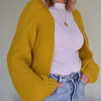 Knitting Pattern Cropped Bubble Sleeve Cardigan | The Mrytle