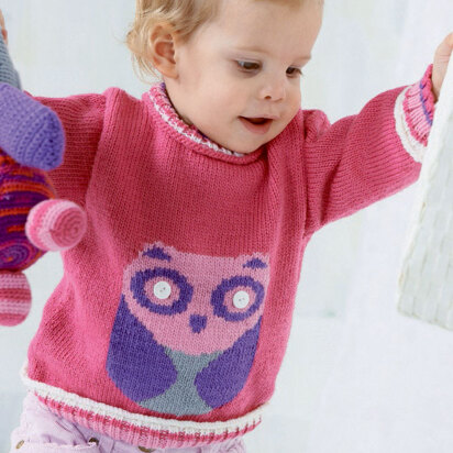 Sweater with Owl in Schachenmayr Baby Wool - S8645 - Downloadable PDF