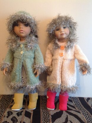 Dolls fur trimmed coat and hat for 18" doll.