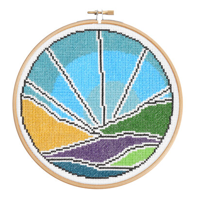 Hawthorn Handmade Blue Sky Cross Stitch Kit - 16cm in diameter