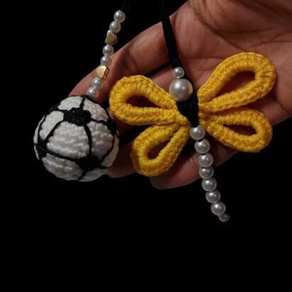 Crochet Football & Dragonfly key chain