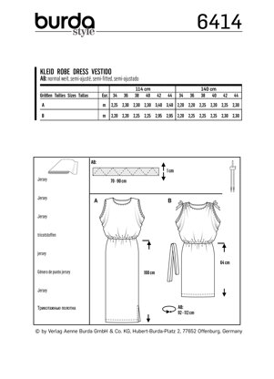 Burda Style Women's Sleeveless Dresses B6414 - Paper Pattern, Size 8-18