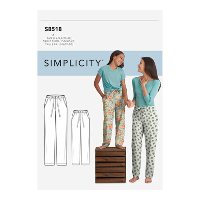 Simplicity Girls' and Misses' Slim Fit Lounge Trousers 8518 - Paper Pattern, Size A (S - L / XS - XL)