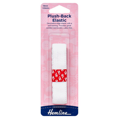 Hemline Plush-Back Elastic: 0.9m x 19mm: White