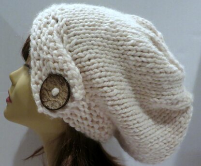 Classy Slouch Hat with Button Band