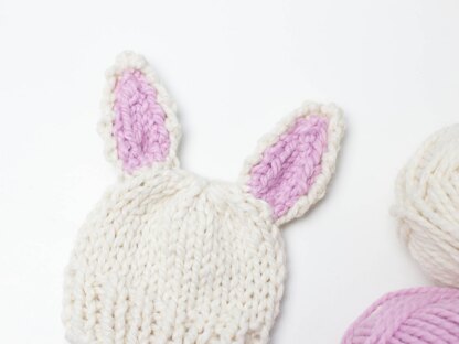 Two Tone Bunny Ears Hat Toque Winter Chunky Baby Children