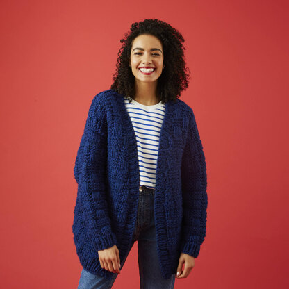 Basket Weave Cardigan - Free Knitting Pattern For Women in Paintbox Yarns Simply Super Chunky