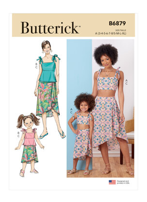 Butterick Children's and Misses' Tops and Skirt B6879 - Paper Pattern, Size 3-8 / S-XL