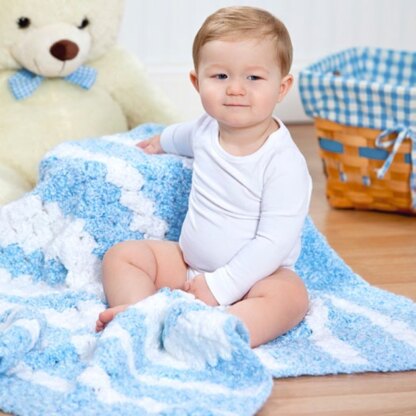 Heaven's Stripes Blanket in Red Heart Baby Clouds - WR1966