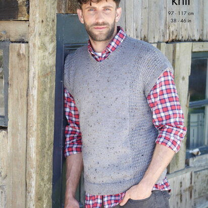 Mens Waistcoat and Tank Knitted in King Cole Homespun DK - 5800 - Downloadable PDF