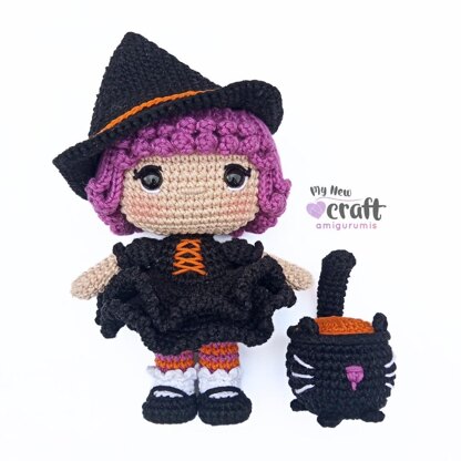 Ivy Witch and Cauldron Cat Amigurumi