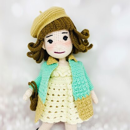 Crochet doll with clothes pattern, amigurumi doll