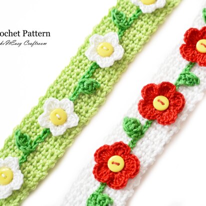 Crochet ribbon Flower trim Daisy bookmark Handmade accessories Crochet edge