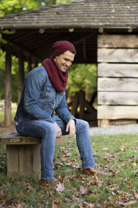 Men's Compass Hat and Cowl in Universal Yarn Deluxe Worsted - Downloadable PDF