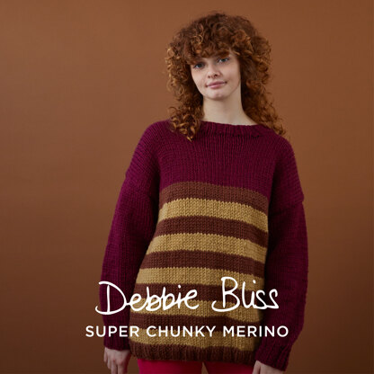 Striped Sweater - Jumper Knitting Pattern for Women in Debbie Bliss Super Chunky Merino by Debbie Bliss - DB423 - Downloadable PDF