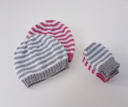 Classic Baby Beanie and Mitts Set