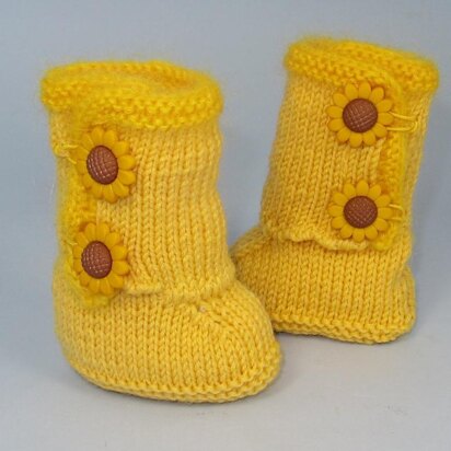 Baby Sunflower Button Booties