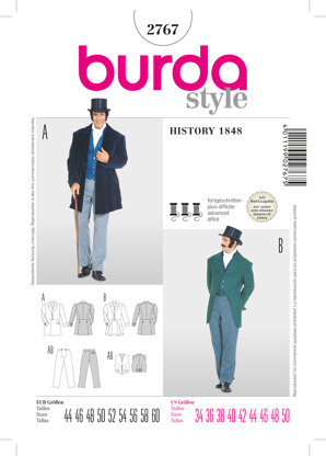 Burda Style History 1848 Costume Sewing Pattern B2767 - Paper Pattern, Size ONE SIZE