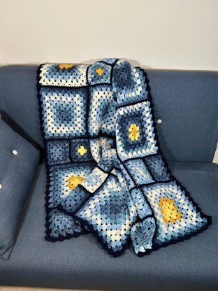 The Starry Night granny square blanket