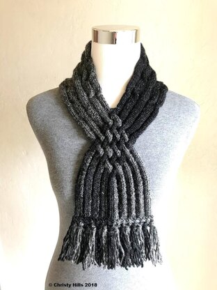 Diamond Cabled Scarf ( Cowl / Stay On / Celtic Cable Scarf Knitting Pattern )