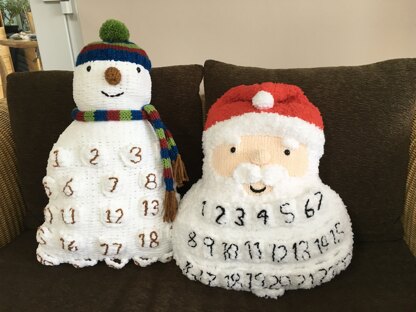 Snowman and Santa Advent Cushions