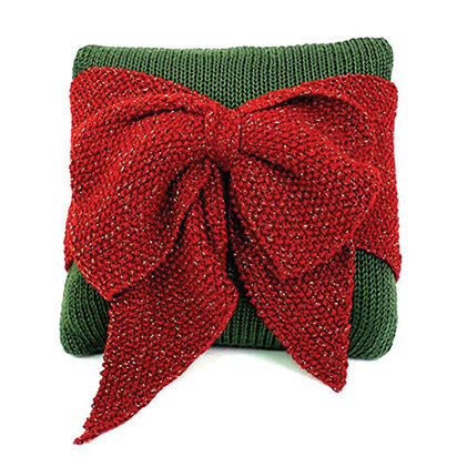 Christmas Bow Pillow in Caron Simply Soft - Downloadable PDF