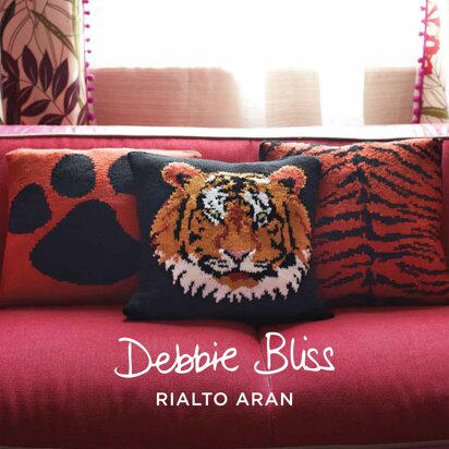 Tiger Cushions - Knitting Pattern in Debbie Bliss Rialto Aran by Debbie Bliss - Downloadable PDF