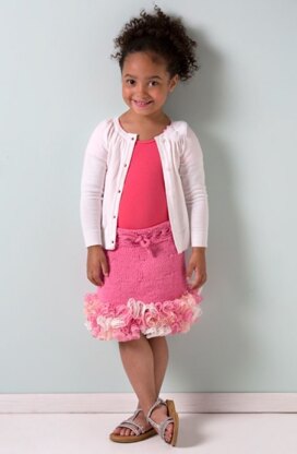 Girl's Ruffled Skirt in Red Heart Soft Baby Steps Solids - LW4398