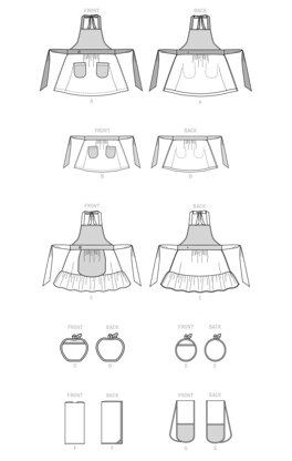 McCall's Children's and Misses' Aprons, Potholders and Tea Towel M8234 - Paper Pattern, Size 3 - 8 / XS-XL