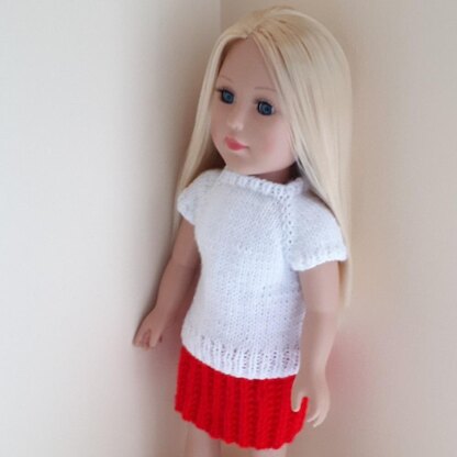 Red Ribbed Skirt for Doll