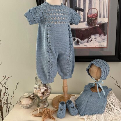 Baby Boy Christening Set Popcorn Stitch